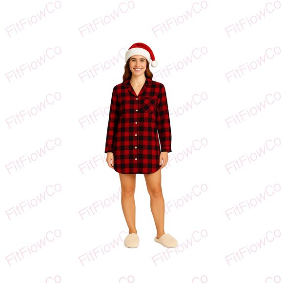 🎄  Wondershop Buffalo Plaid Sleep Shirt Women’s S Worn once - Picture 1 of 5